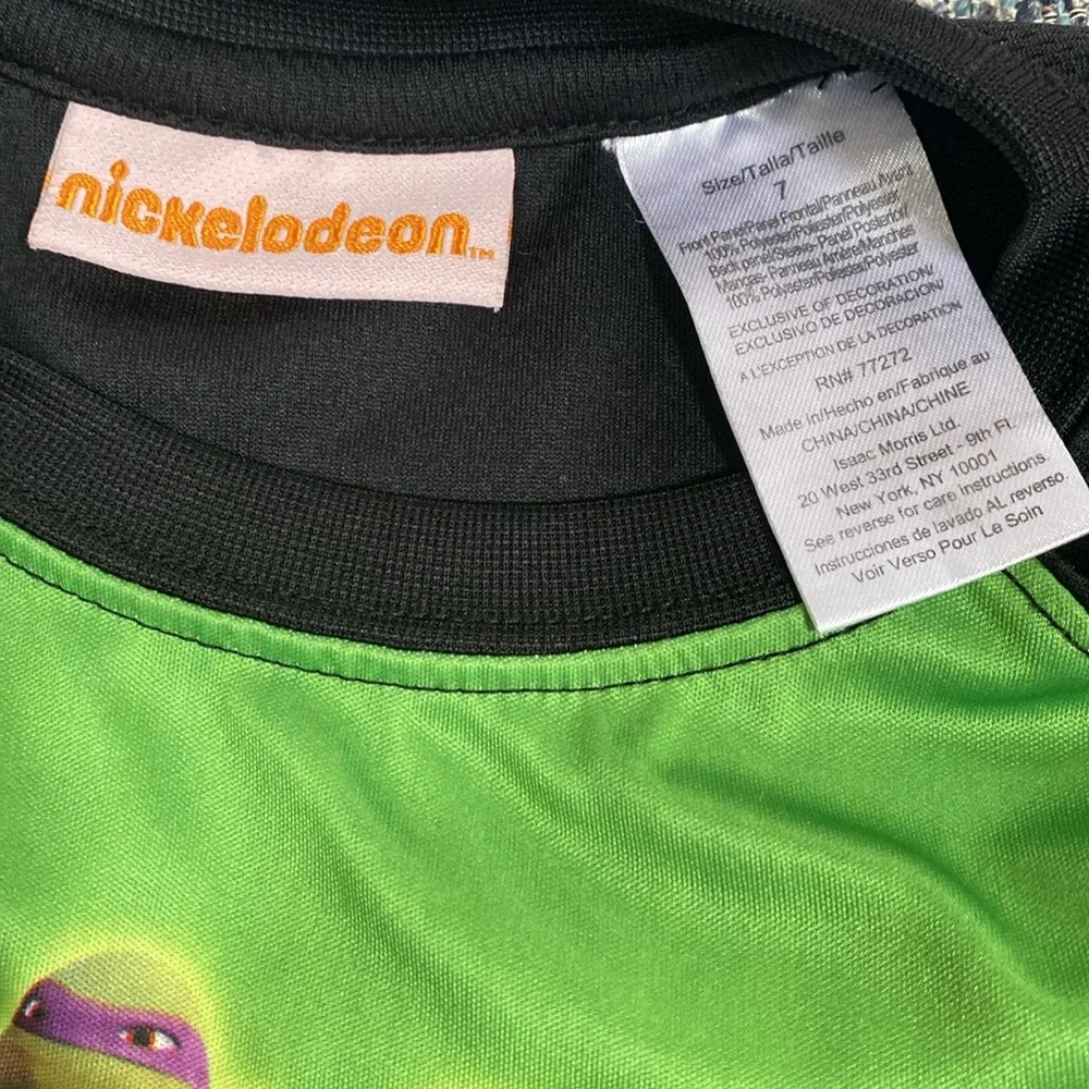 Nickelodeon Boys TMNT Green & Black Short Sleeve Shirt - Size 7